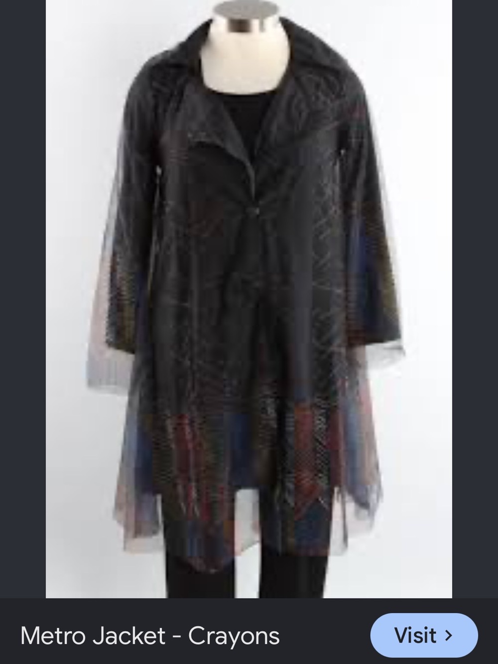 Kozan Metro Black Sheer Layered Long Sleeve Jacket Art to Wear